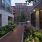 walkways with brick floors and modern lighting