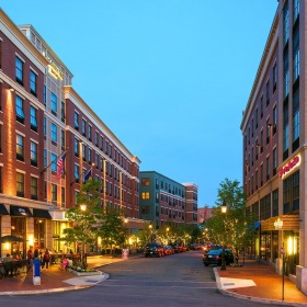 street view showing local retail at night